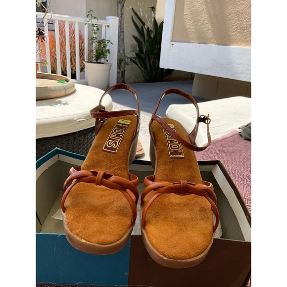 NOS ViNTaGe 70’s New In Box S.r.o. Leather Sandals 8 - Picture 4 of 14